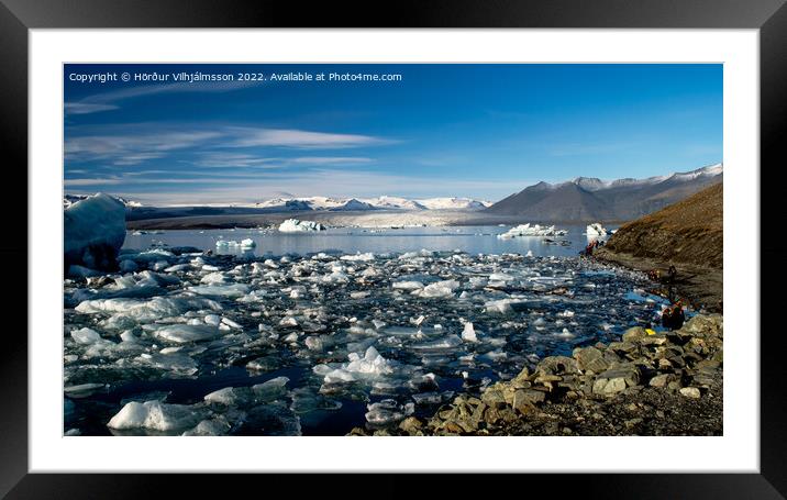 Icebergs at LagoonJokulsarlon. Framed Mounted Print by Hörður Vilhjálmsson