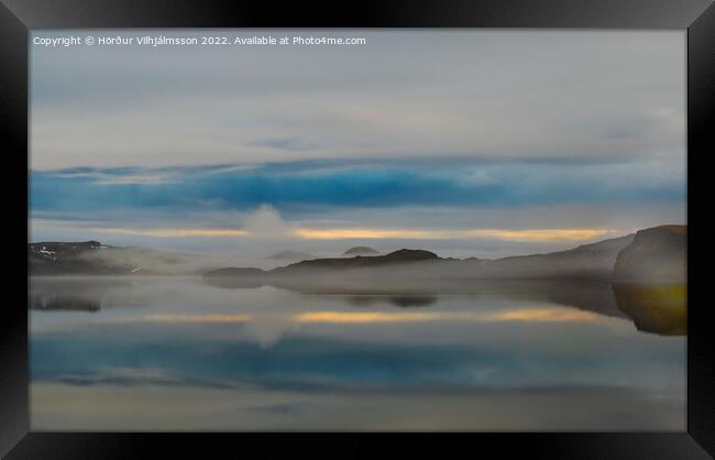 Misty landscape in the morning. Framed Print by Hörður Vilhjálmsson