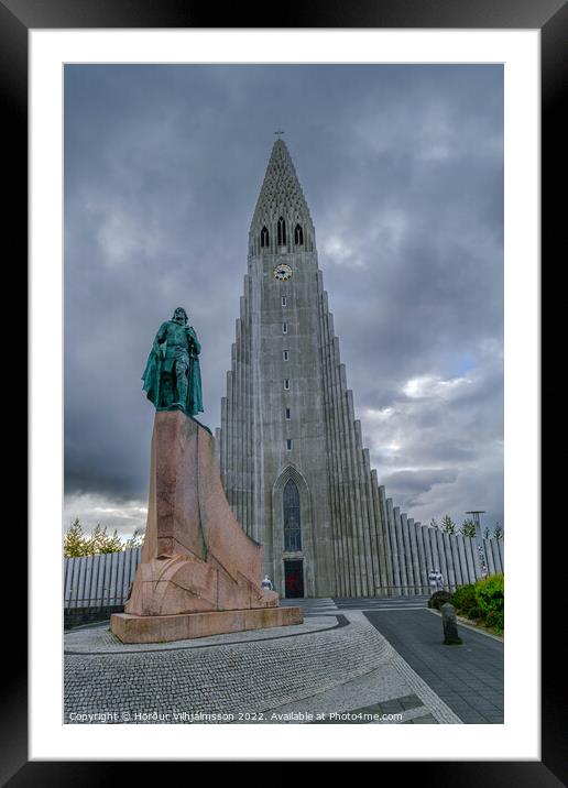Hallgrímskirkja Lutheran church Framed Mounted Print by Hörður Vilhjálmsson