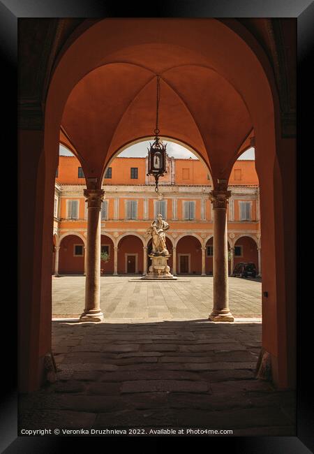 Building arch. Palazzo dell'Arcivescovado. Building, Italy Framed Print by Veronika Druzhnieva