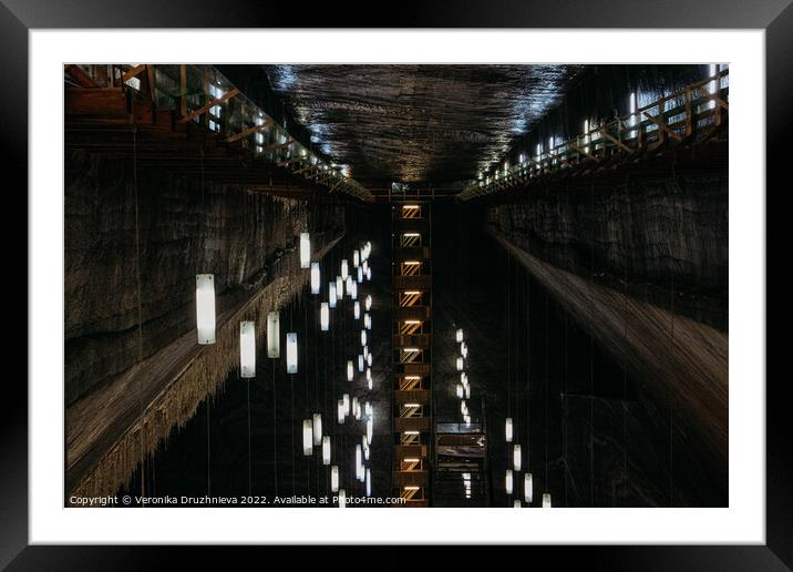 Turda Salt Mine In Turda Romania  Framed Mounted Print by Veronika Druzhnieva