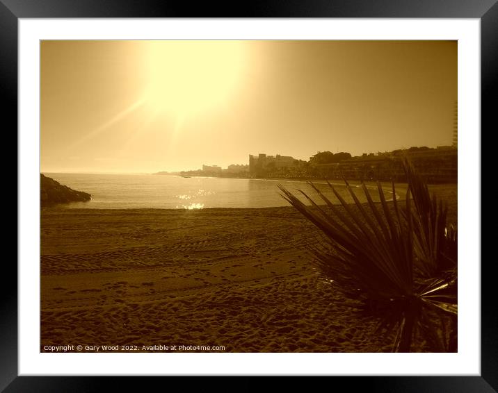 Sepia sunset on Aguadulce beach Framed Mounted Print by Gary Wood