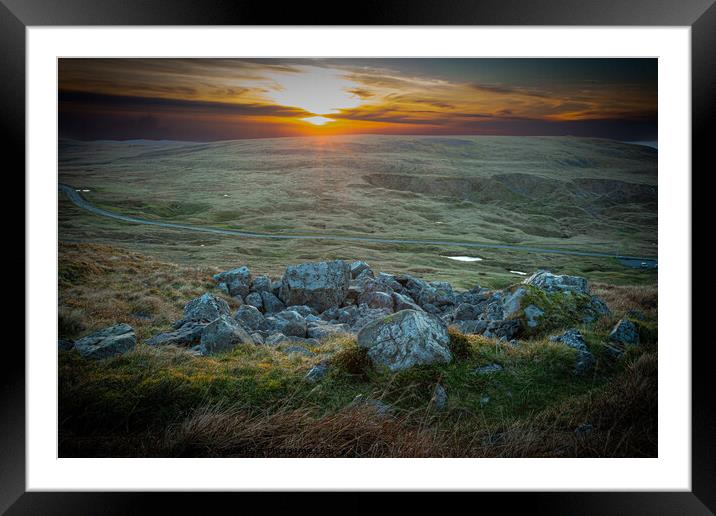 Sunset over the Black Mountains. Framed Mounted Print by Mark Weekes