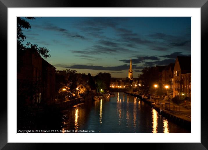 Norwich Riverside by Night Framed Mounted Print by Phil Rhodes
