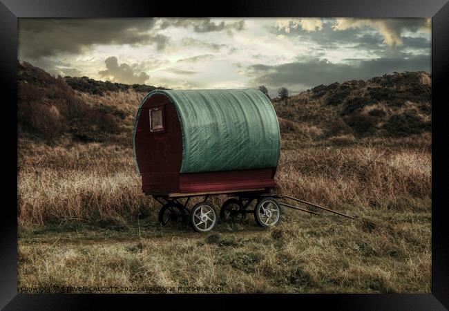 Gypsy Caravan at Port William Framed Print by STEVEN CALCUTT