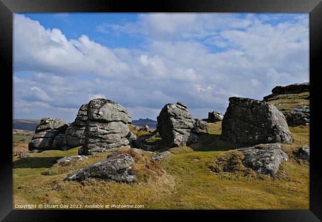 Bell Tor, Dartmoor - Magnificent Rock Formation Framed Print by Stuart Day
