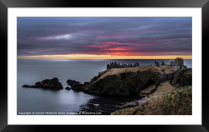 A Majestic Sunset over Dunnottar Castle Framed Mounted Print by DAVID FRANCIS
