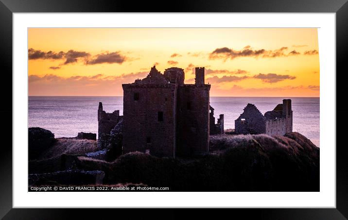 Majestic Sunrise Over Dunnottar Castle Framed Mounted Print by DAVID FRANCIS
