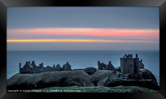 Dunnottar Castle A Timeless Sunrise Framed Print by DAVID FRANCIS