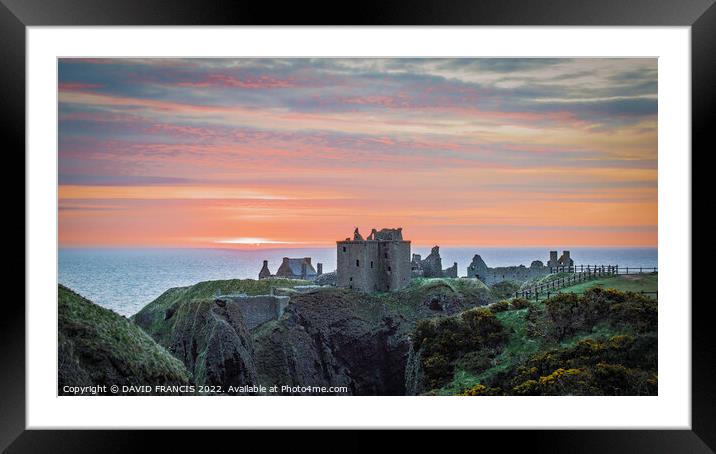 Dunnottar Castle Sunrise A Stunning Scottish Fortr Framed Mounted Print by DAVID FRANCIS