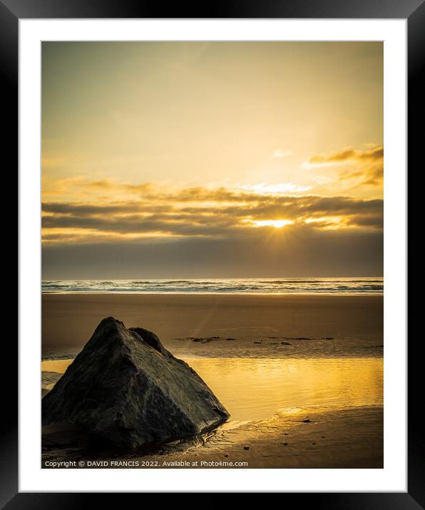 Golden Sunrise Reflected in Rock Pool Framed Mounted Print by DAVID FRANCIS