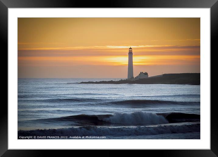 Majestic Sunrise at Scurdie Ness Lighthouse Framed Mounted Print by DAVID FRANCIS