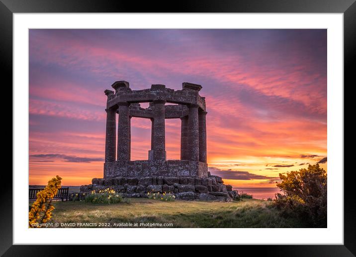 Golden Sunrise Over Stonehaven War Memorial Framed Mounted Print by DAVID FRANCIS