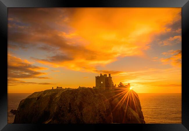 Golden Sunrise Over Dunnottar Castle Framed Print by DAVID FRANCIS