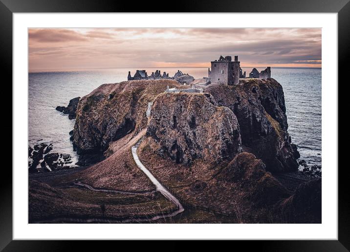 Sunrise over Ancient Scottish Fortress Framed Mounted Print by DAVID FRANCIS