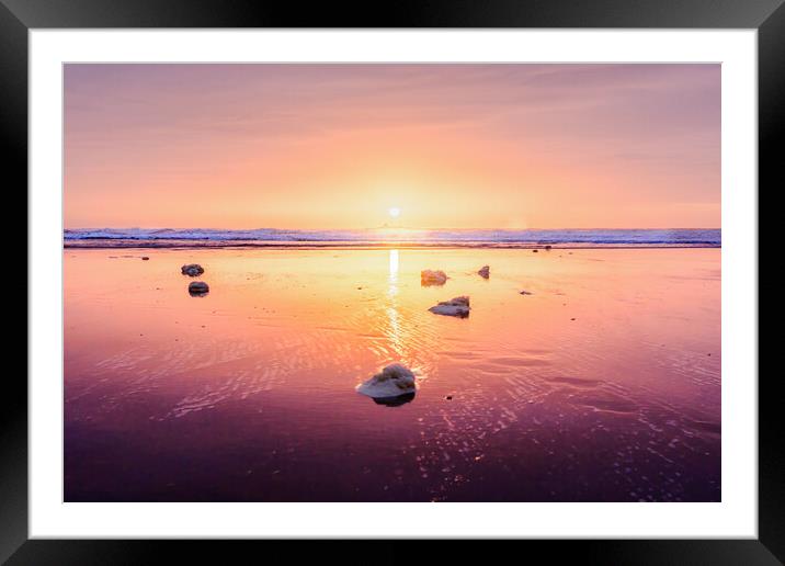 Glorious Sea foam sunrise on Montrose Beach in Sco Framed Mounted Print by DAVID FRANCIS