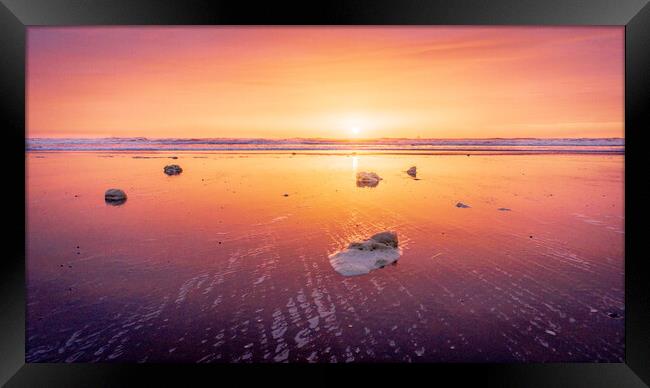 Majestic Sunrise over Montrose Beach Framed Print by DAVID FRANCIS