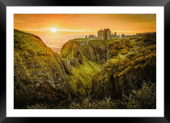 Sunrise at Dunnottar Castle in Stonehaven Scotland Framed Mounted Print by DAVID FRANCIS