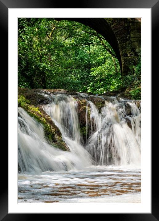 Spectacular Arbirlot Waterfall After the Rain Framed Mounted Print by DAVID FRANCIS