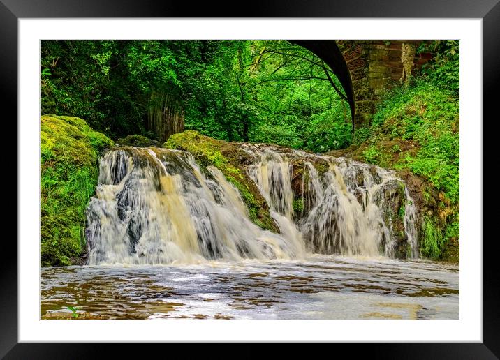 Majestic Arbirlot Waterfall After the Rain Framed Mounted Print by DAVID FRANCIS