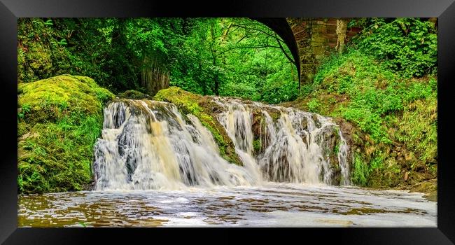 Spectacular Arbirlot Waterfall After the Rain Pano Framed Print by DAVID FRANCIS