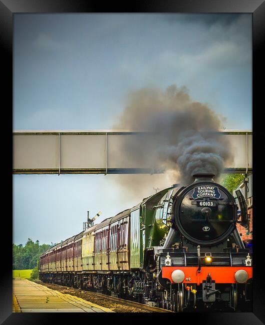 The Flying Scotsman - 60103 passing through Laurencekirk Station  Framed Print by DAVID FRANCIS