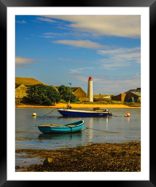 Beacon in Montrose Harbour Scotland Framed Mounted Print by DAVID FRANCIS
