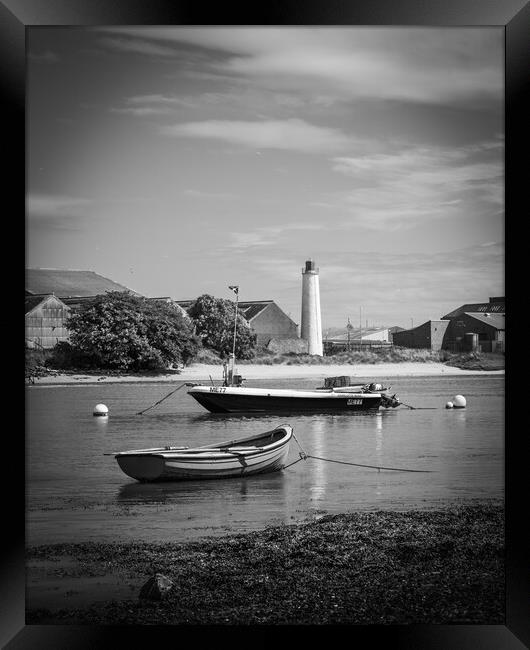Beacon in Montrose Harbour Scotland Framed Print by DAVID FRANCIS