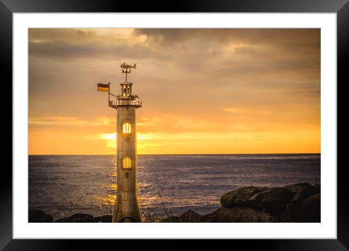 Lighthouse Sculpture in Stonehaven Scotland Framed Mounted Print by DAVID FRANCIS