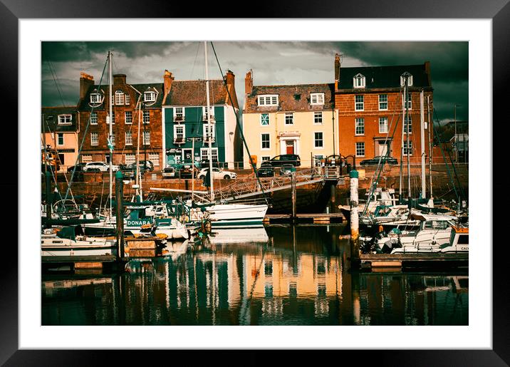 Colourful Houses and Fishing Boats at Arbroath Harbour Framed Mounted Print by DAVID FRANCIS