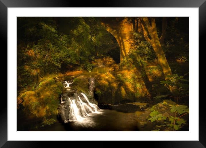 Spectacular Arbirlot Falls in Scotland Framed Mounted Print by DAVID FRANCIS