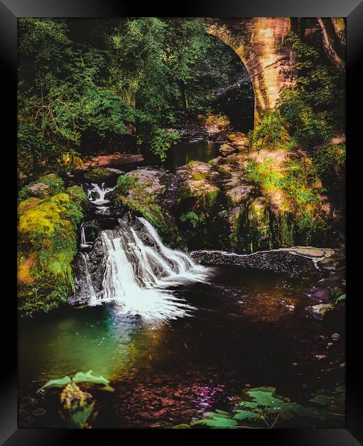 Spectacular Arbirlot Waterfall Scotland Framed Print by DAVID FRANCIS