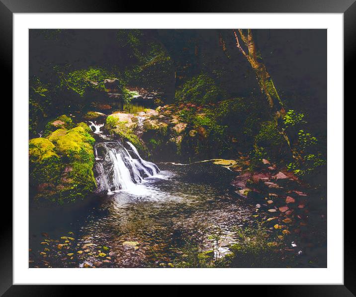 Spectacular Arbirlot Waterfall Scotland Framed Mounted Print by DAVID FRANCIS