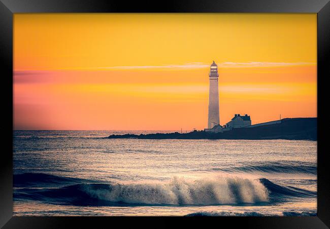 Sunrise at Scurdie Ness Lighthouse Framed Print by DAVID FRANCIS