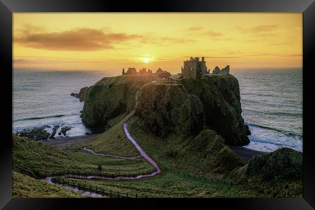 Sunrise at Dunnottar Castle in Scotland  Framed Print by DAVID FRANCIS
