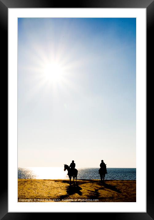 Exercising horses in the sea Framed Mounted Print by Rose Sicily