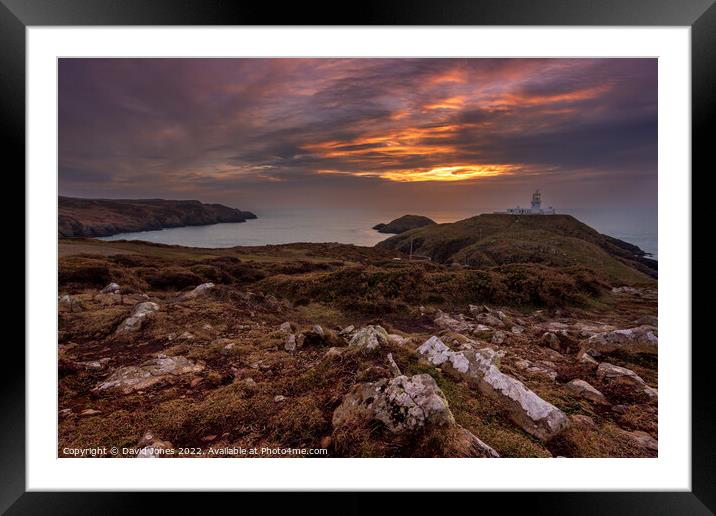 Sunset over Stumble Head Lighthouse Framed Mounted Print by David Jones