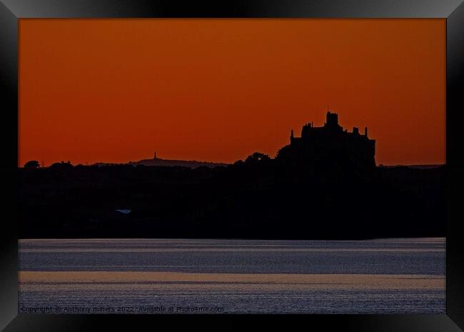 Red Sunrise over St.Michaels Mount Cornwall Framed Print by Anthony miners