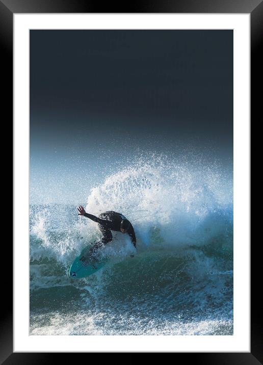 Spectacular surfing action at Fistral in Newquay,  Framed Mounted Print by Gordon Scammell