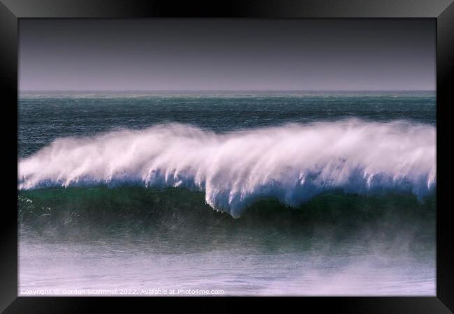 Wild wave action at Fistral Bay in Newquay, Cornwa Framed Print by Gordon Scammell