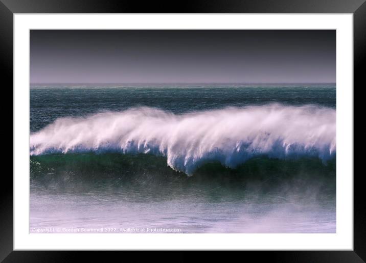 Wild wave action at Fistral Bay in Newquay, Cornwa Framed Mounted Print by Gordon Scammell