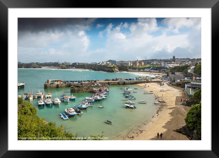 The picturesque Newquay Harbour in Cornwall. Framed Mounted Print by Gordon Scammell