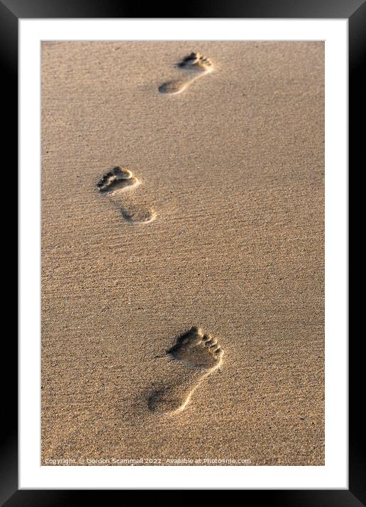 Footprints in the sand on Fistral Beach in Newquay Framed Mounted Print by Gordon Scammell