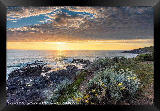 Sunset over Little Fistral in Newquay, Cornwall. Framed Print by Gordon Scammell