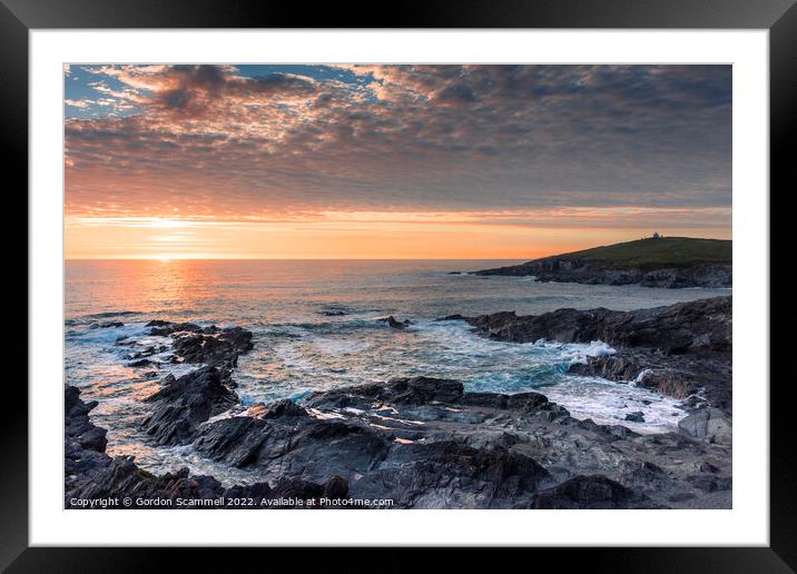 Sunset over Little Fistral in Newquay in Cornwall. Framed Mounted Print by Gordon Scammell