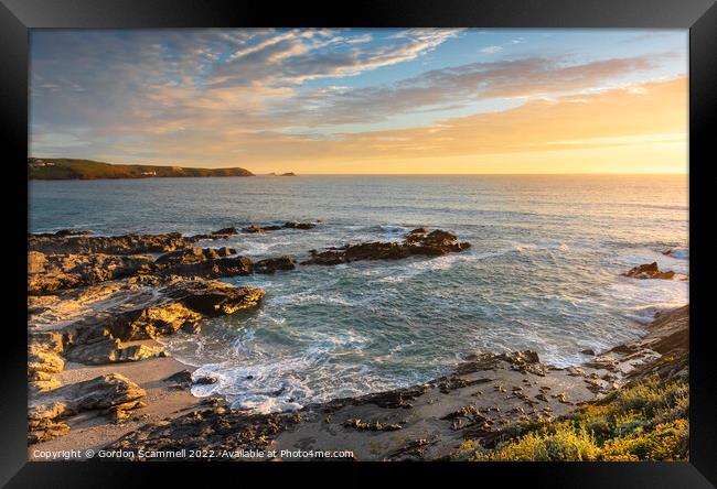 A spectacular sunset over Fistral Bay in Cornwall. Framed Print by Gordon Scammell
