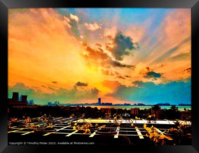 Dubai Sunset cloudy day  Framed Print by Timothy Finlan