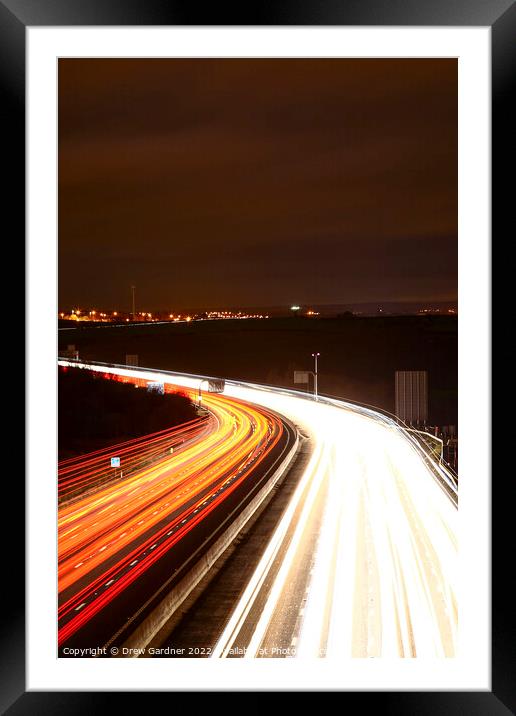 Motorway Traffic Light Trails Framed Mounted Print by Drew Gardner