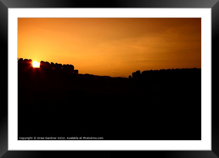 Moorland Sunset Framed Mounted Print by Drew Gardner