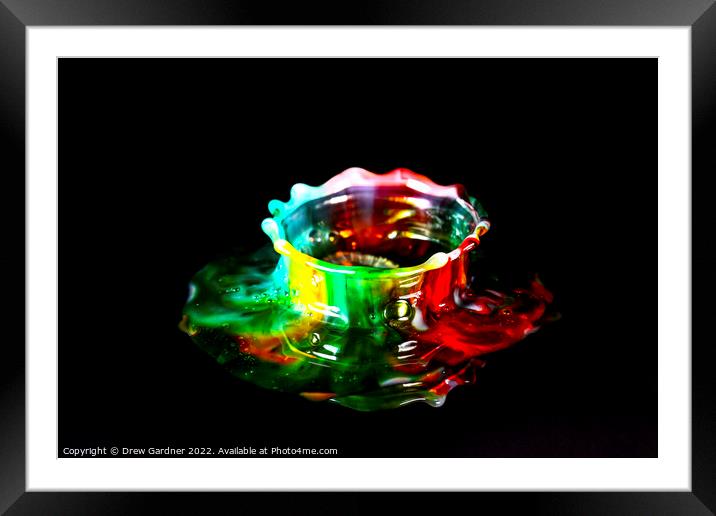 Multi coloured droplets Framed Mounted Print by Drew Gardner